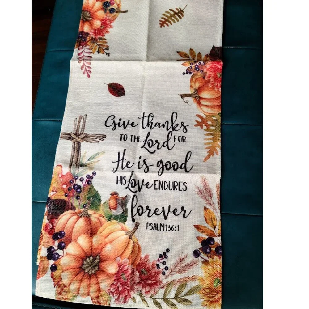Fall Table Runner Christian Cross Decor Decorative Cloth Autumn Decoration 13x72